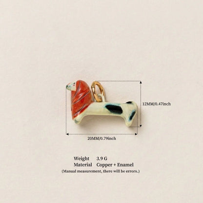 Little Weirdos | The Cape Dachshund Enamel DIY Charm Pendant | 3D Copper Superhero Sausage Dog