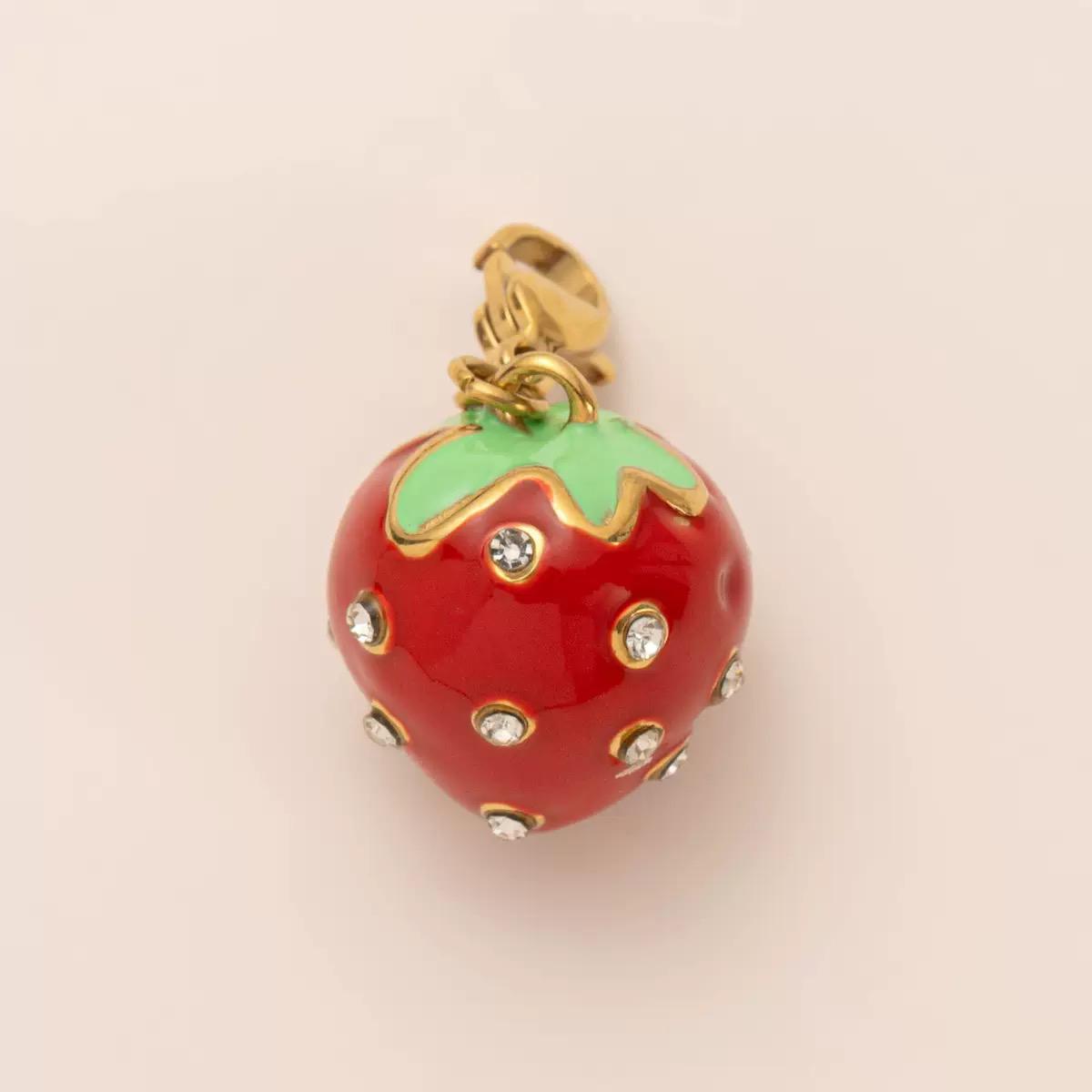 3D Strawberry Crystal Charm Pendant | Gold | DIY Bag Charm & Jewelry Making Supplies