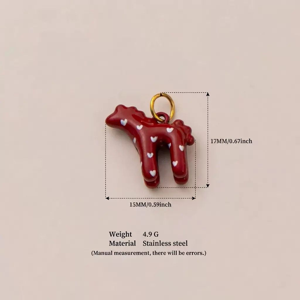 Burgundy Heart Horse Charm Pendant | DIY Hair & Jewelry Making
