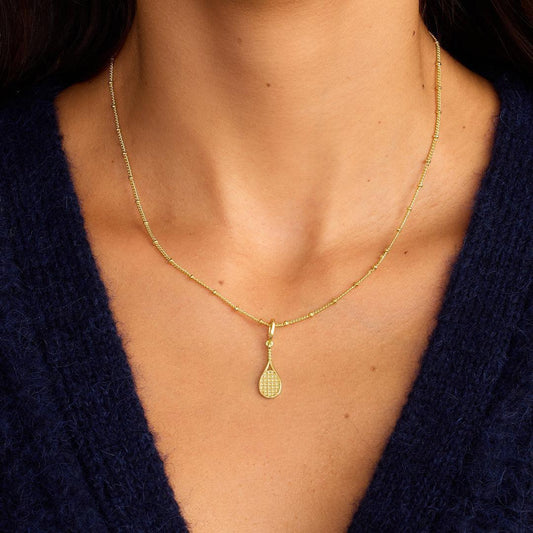 Sports Theme Gold Charm Necklace & Bracelet | 18K Gold Plated Engraved Pendant | DIY Charm Jewelry | Original Design