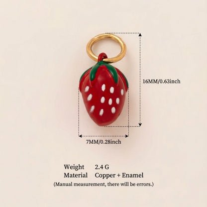 Little Weirdos | The Strawberry Enamel DIY Charm Pendant | 3D Copper Gold Plated