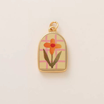 Petal & Paint | Arch Enamel Daisy Charm Pendant — DIY Jewelry Making Supply