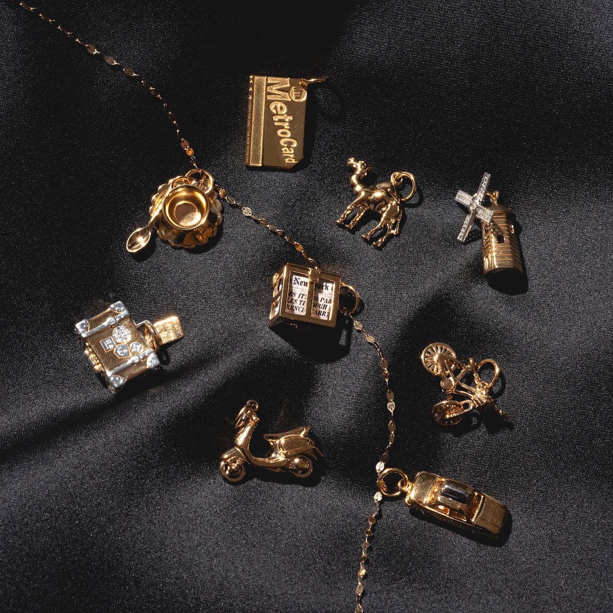 3D Gold Travel Charm | 9 City Memory Designs | DIY Mix & Match Necklace