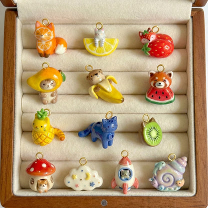 Cute Animal Fruit Resin Charms | DIY Necklace Bracelet Pendant | 12 Designs