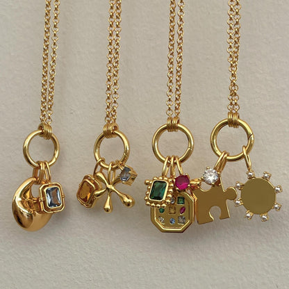 Mix & Match Carabiner Charm Necklace | DIY Gemstone Pendant – 18K Gold Plated