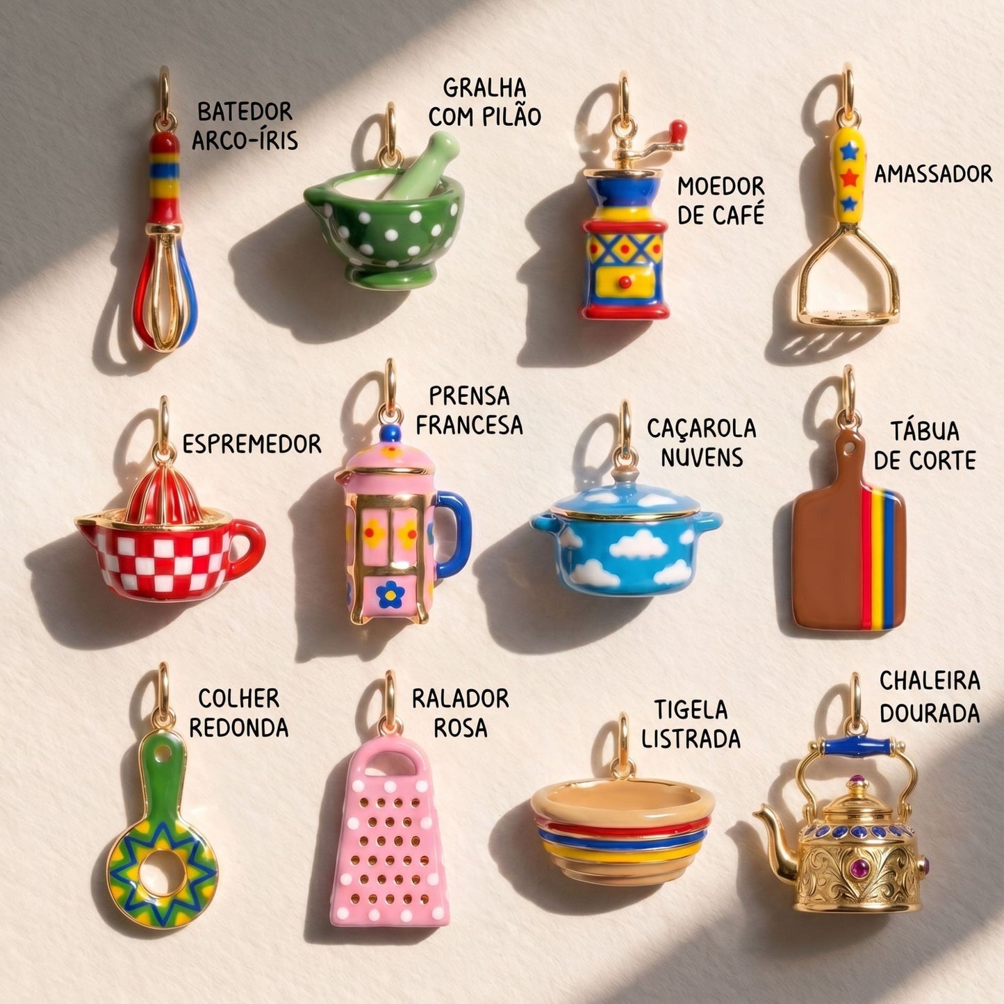 Rainbow Stripe Cutting Board Charm Pendant | Kitchen Theme DIY Jewelry | Cooking Lover Gift