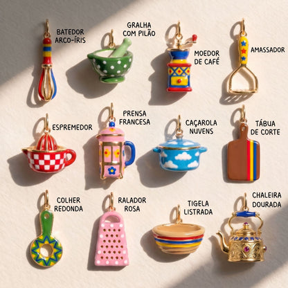 Rainbow Stripe Cutting Board Charm Pendant | Kitchen Theme DIY Jewelry | Cooking Lover Gift