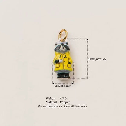 The Town Folk | Mr. Raccoon Enamel DIY Charm Pendant | Copper Gold Plated