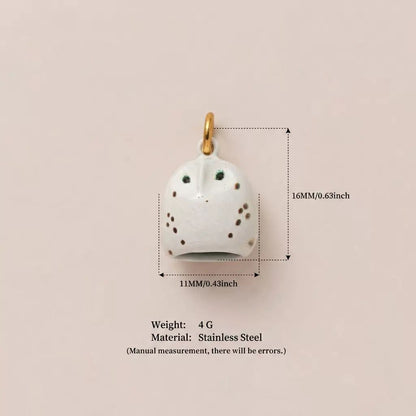 Woodland Tales | White Barn Owl Charm | Enamel & Stainless Steel | 18K Gold-Plated | DIY Jewelry