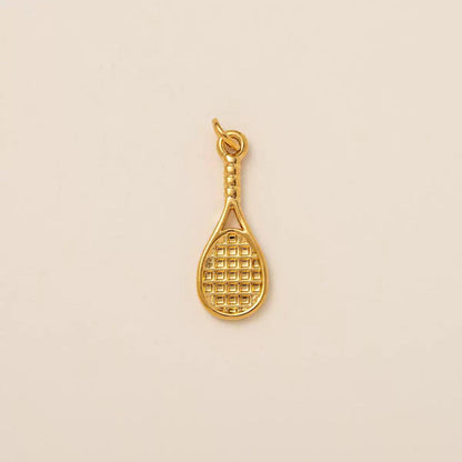 Sports Theme Gold Charm Necklace & Bracelet | 18K Gold Plated Engraved Pendant | DIY Charm Jewelry | Original Design