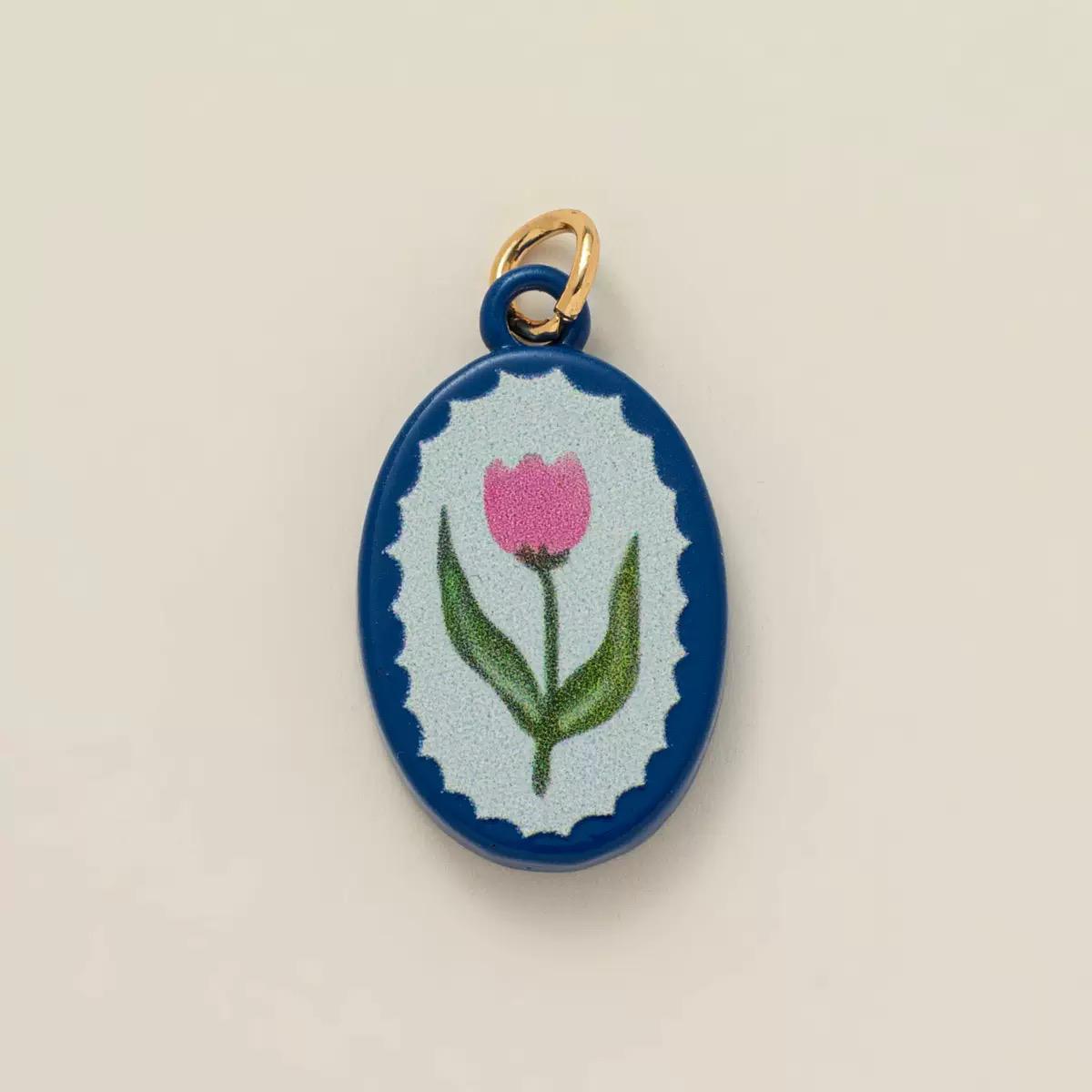 Hand-Painted Enamel Charm Pendant | Original Illustration DIY Jewelry Making Supply