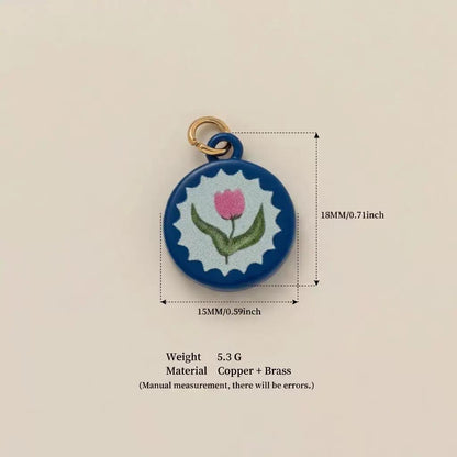 Hand-Painted Enamel Charm Pendant | Original Illustration DIY Jewelry Making Supply
