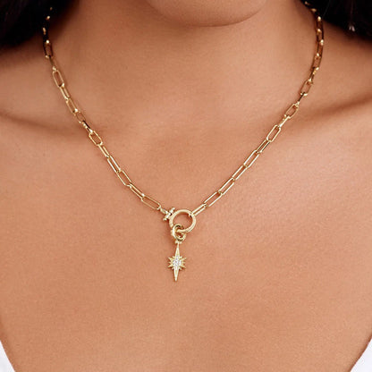 Gold DIY Charm Necklace | Paperclip Chain with Interchangeable Charms | Build Your Own Stack