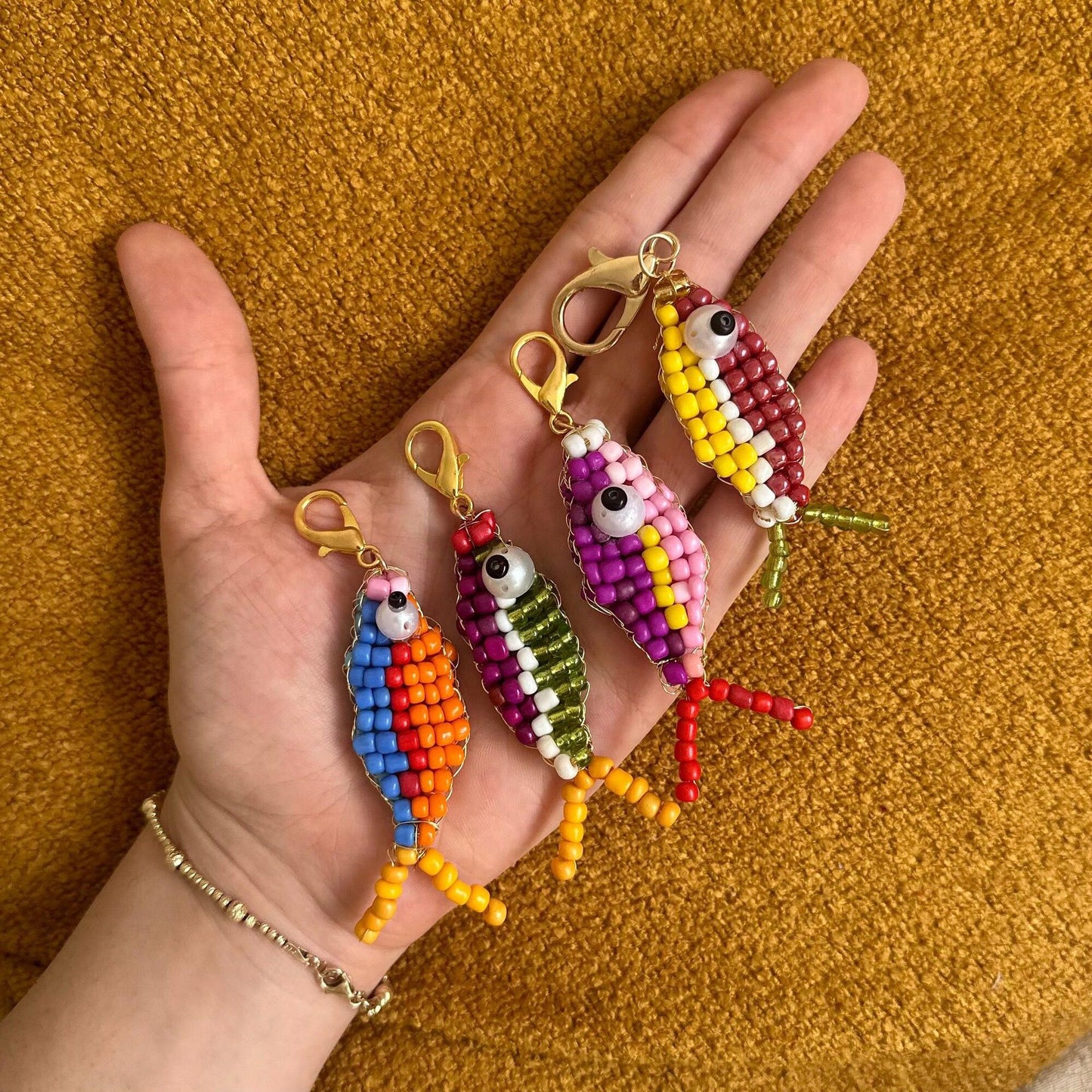 Handmade Beaded Fish Charm | DIY Colorful Seed Bead Fish Keychain | Bag Charm Pendant