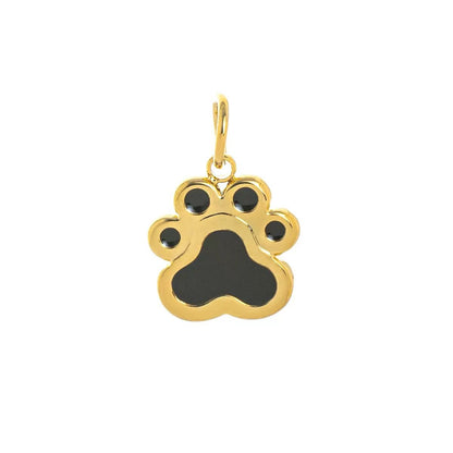 Paw Print Charm Pendant | 18K Gold Plated Black Enamel | DIY Pet Jewelry Charm