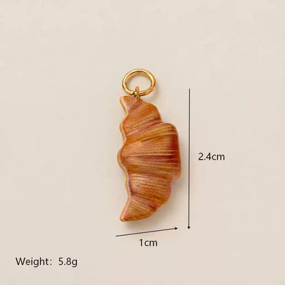 Little Kitchen · Croissant | Brass Enamel Miniature Croissant Charm Gold Jump Ring | DIY Necklace Bracelet | Original Design