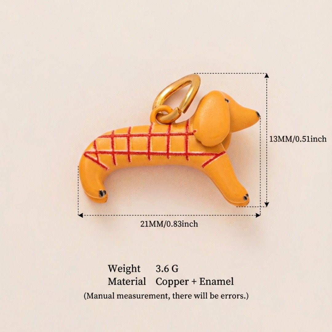 Little Weirdos | The Dachshund Enamel DIY Charm Pendant | Copper Gold Plated