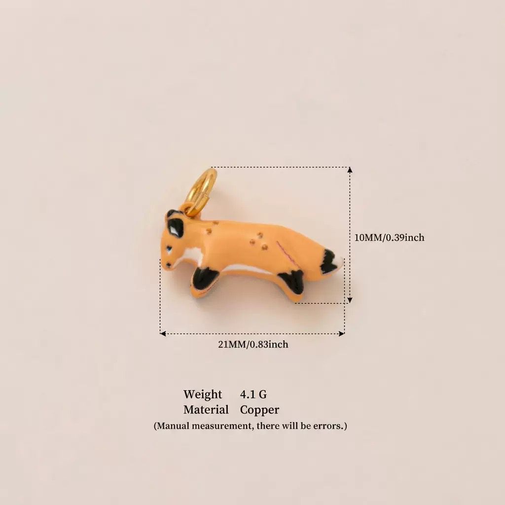 Woodland Tales | Running Fox Charm | Enamel & Copper | 18K Gold-Plated | DIY Jewelry