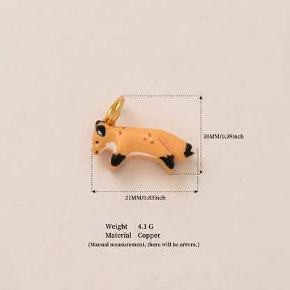 Woodland Tales | Running Fox Charm | Enamel & Copper | 18K Gold-Plated | DIY Jewelry