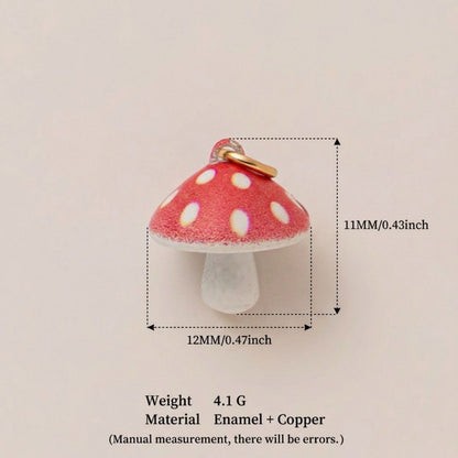 Little Weirdos | The Mushroom Enamel DIY Charm Pendant | 3D Copper Gold Plated