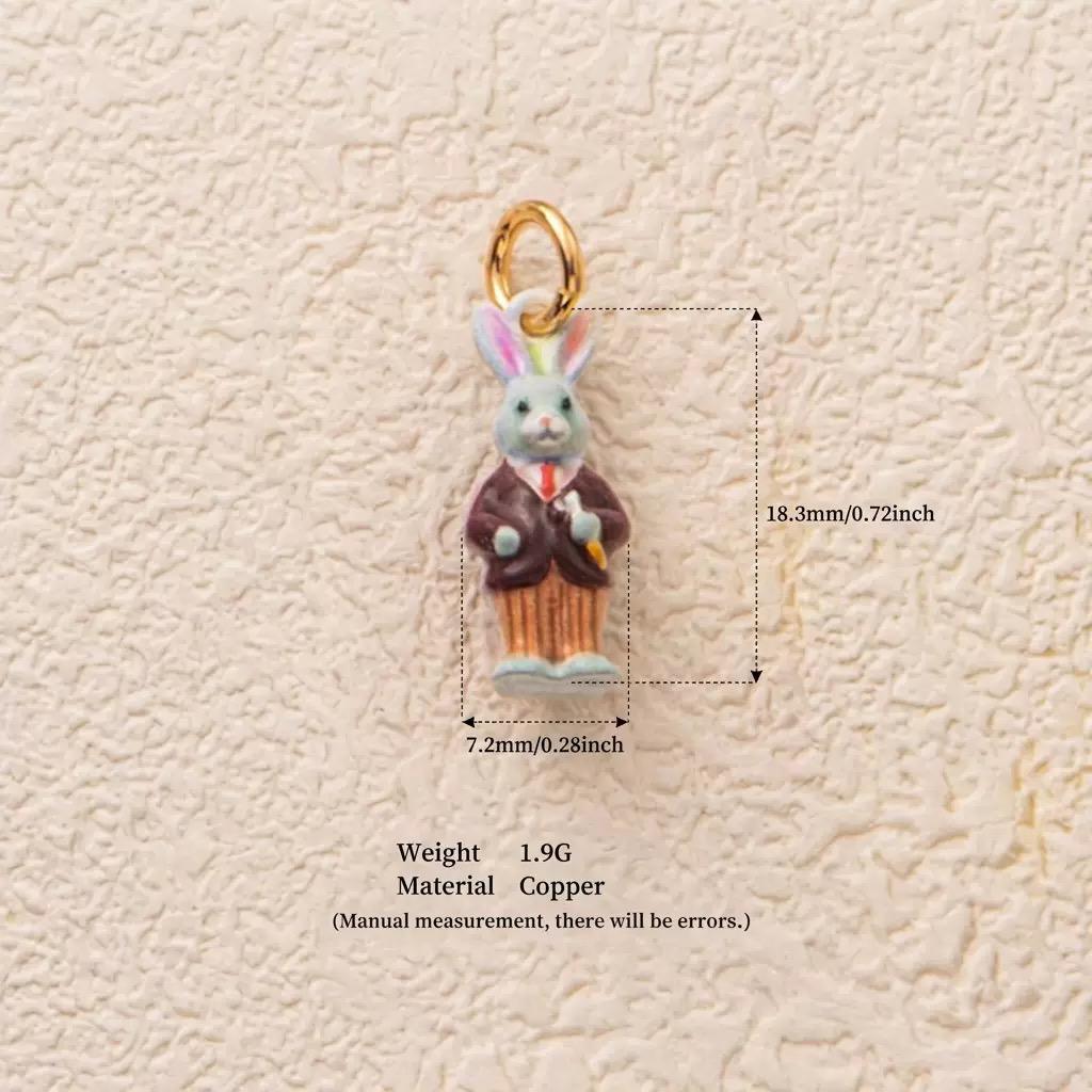 The Town Folk | Mr. Rabbit Enamel DIY Charm Pendant | Copper Gold Plated