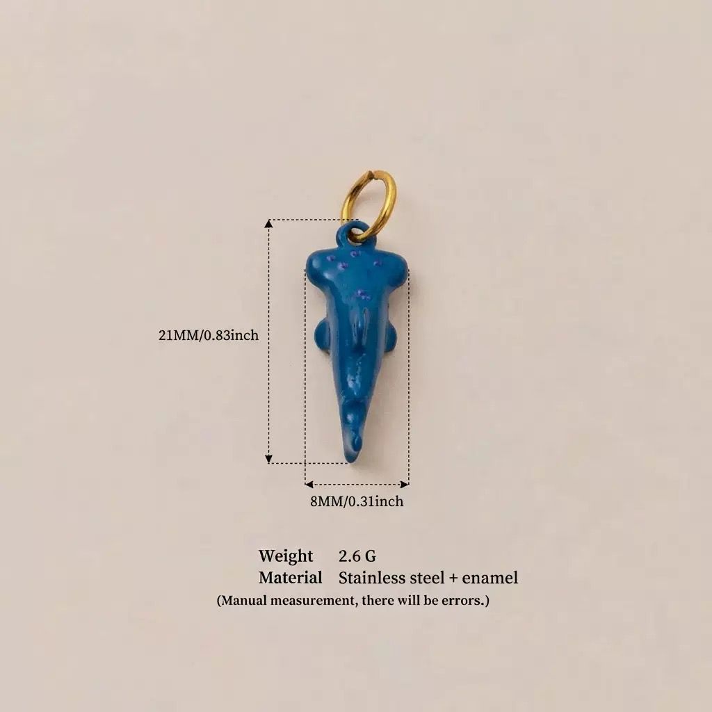 Blue Enamel Shark Charm Pendant | DIY Ocean Jewelry Making