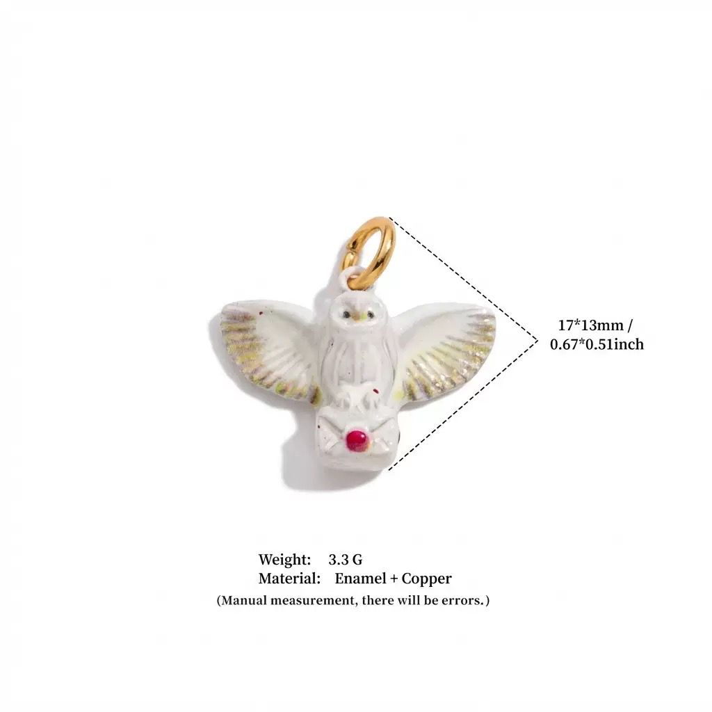 Woodland Tales | Barn Owl Ceramic Charm | 18K Gold-Plated | DIY Jewelry
