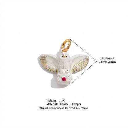 Woodland Tales | Barn Owl Ceramic Charm | 18K Gold-Plated | DIY Jewelry