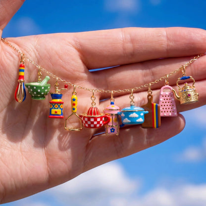 Rainbow Stripe Cutting Board Charm Pendant | Kitchen Theme DIY Jewelry | Cooking Lover Gift