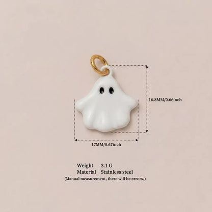 Miniature White Ghost Charm Pendant | DIY Necklace Bracelet | Spooky Cute Halloween Jewelry Charm