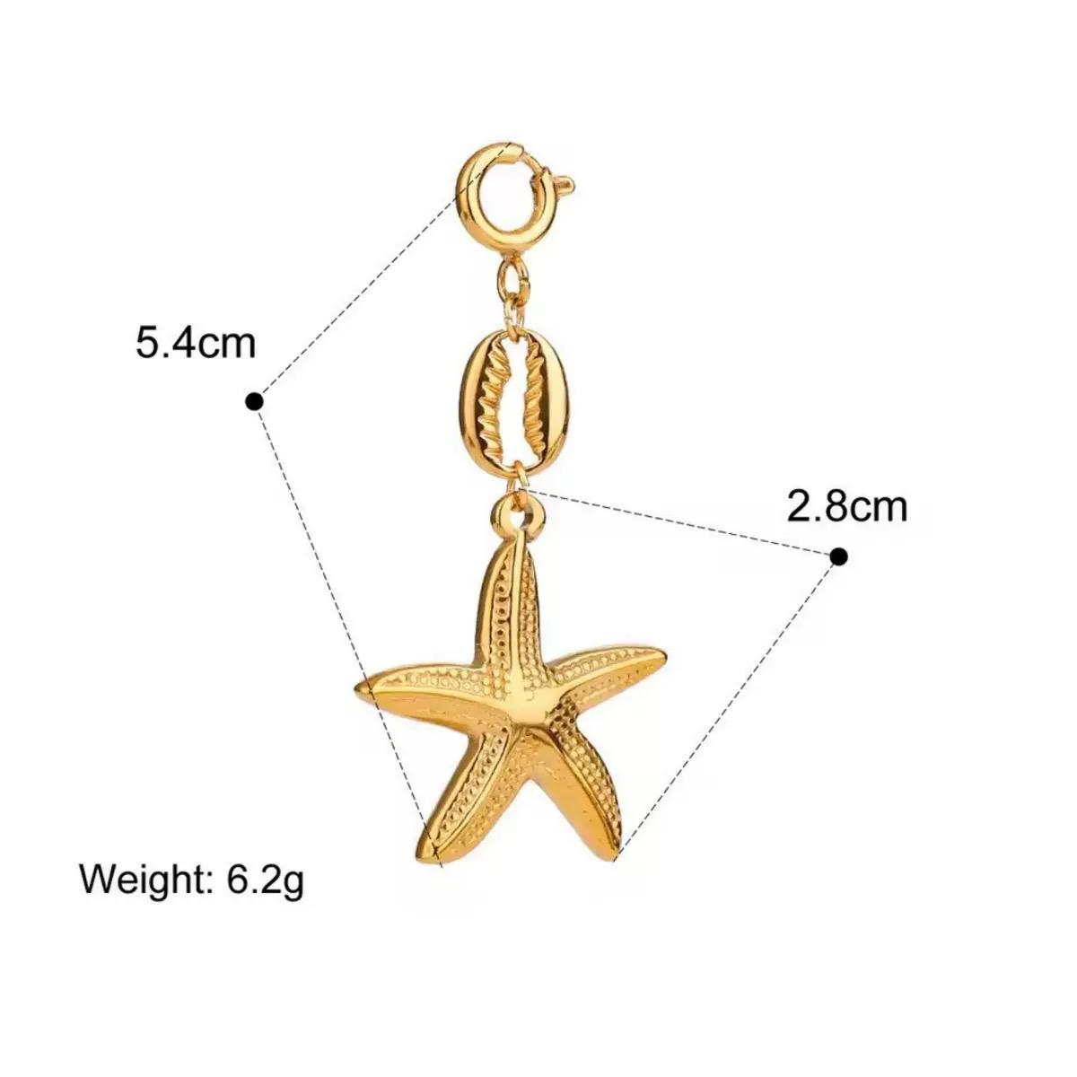 The Shore · Starfish | Gold Cowrie Shell Starfish Double Charm Spring Ring Clasp | Bikini DIY Beach Jewelry | Original Design