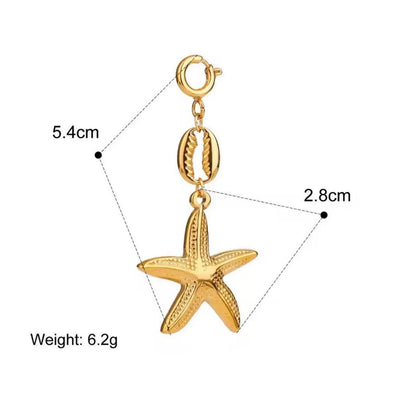 The Shore · Starfish | Gold Cowrie Shell Starfish Double Charm Spring Ring Clasp | Bikini DIY Beach Jewelry | Original Design