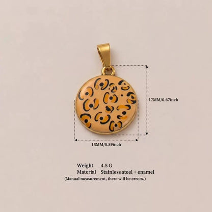 Leopard Print Round Enamel Charm Pendant | DIY Necklace Bracelet | Animal Print Jewelry Charm