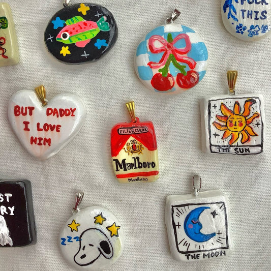 Handmade Clay Charm Pendant – Original Design DIY Jewelry