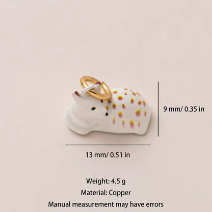Woodland Tales | Rainbow Polka Dot Sleeping Squirrel Charm | Enamel & Copper | 18K Gold-Plated | DIY Jewelry