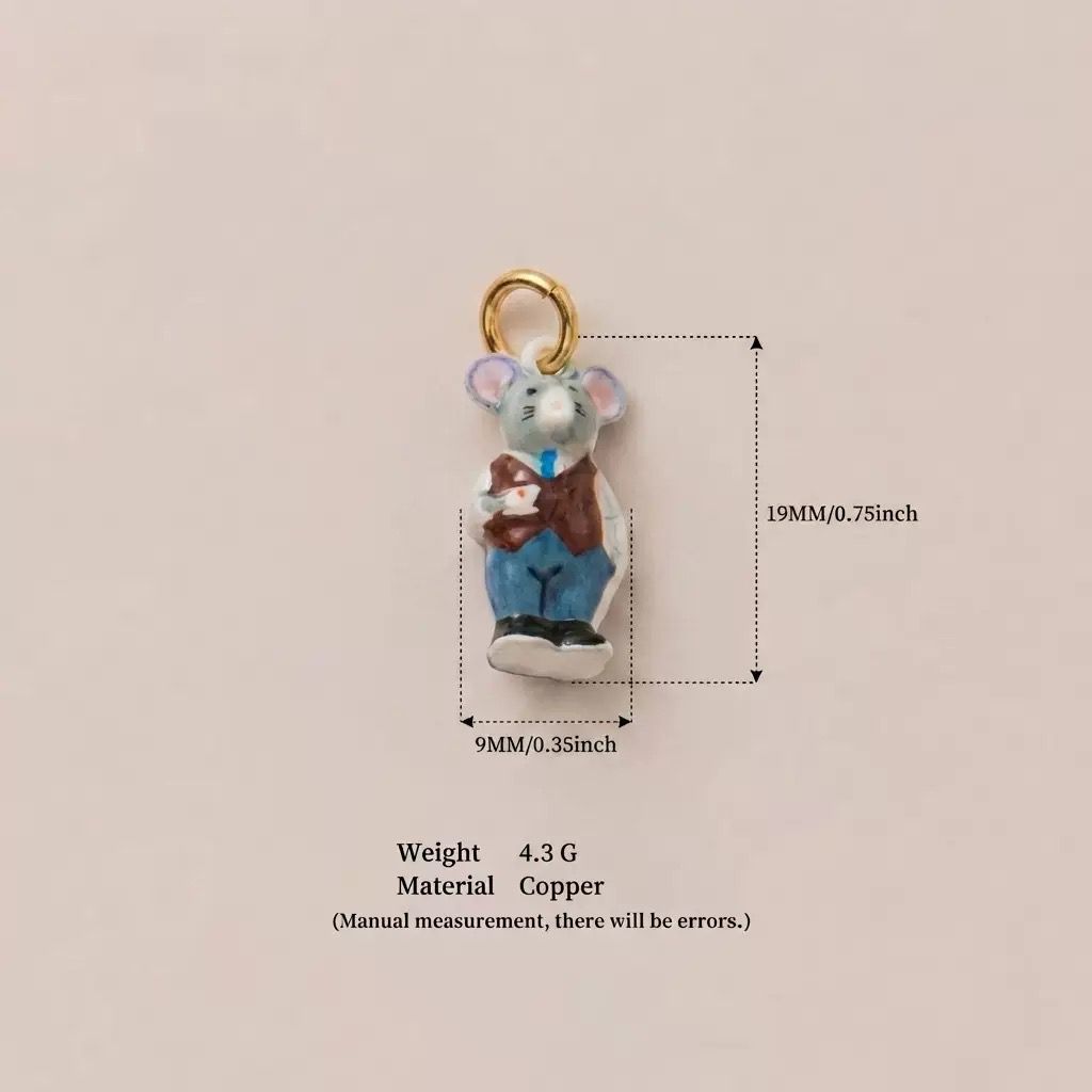 The Town Folk | Mr. Mouse Enamel DIY Charm Pendant | Copper Gold Plated