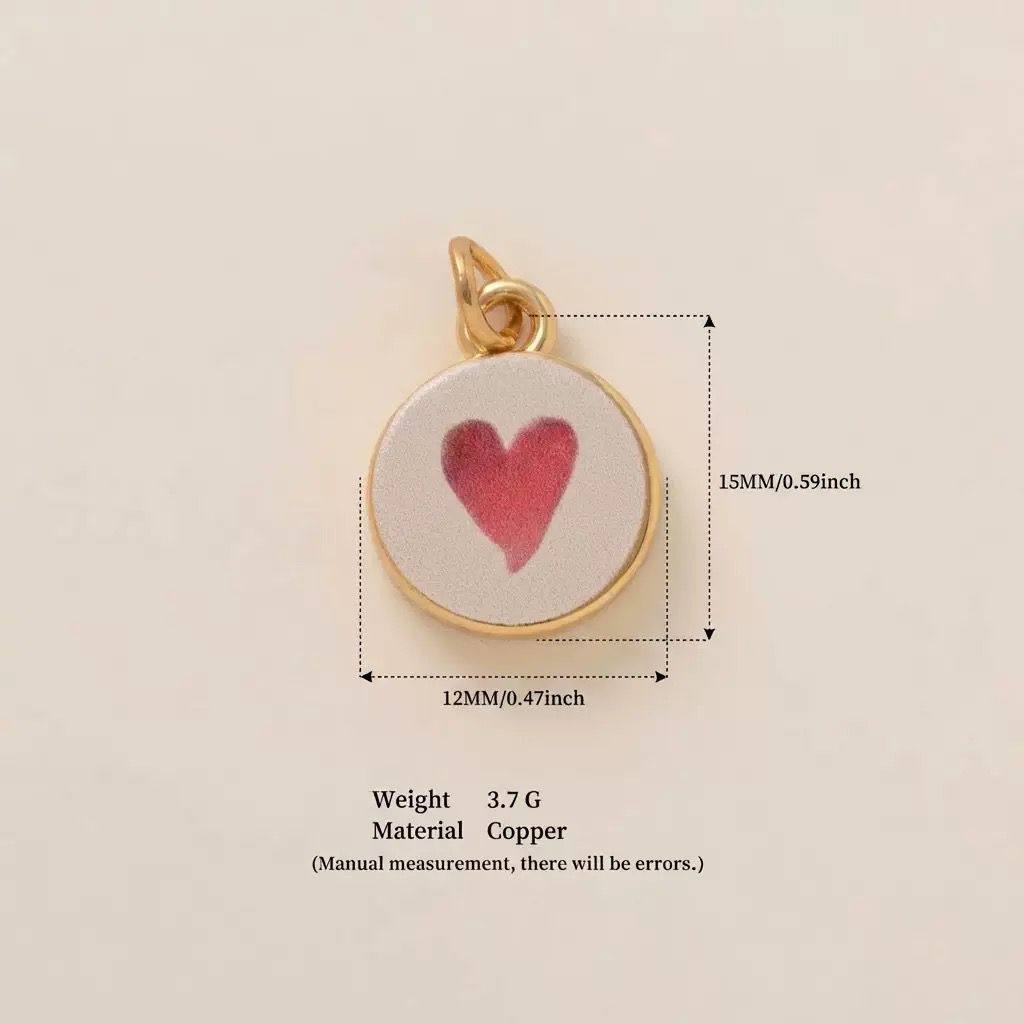 Petal & Paint · Coeur · Rose | Handpainted Pink Heart Enamel Charm | Round Interchangeable DIY Charm | Romantic Jewelry | Valentine's Day & BFF Gift