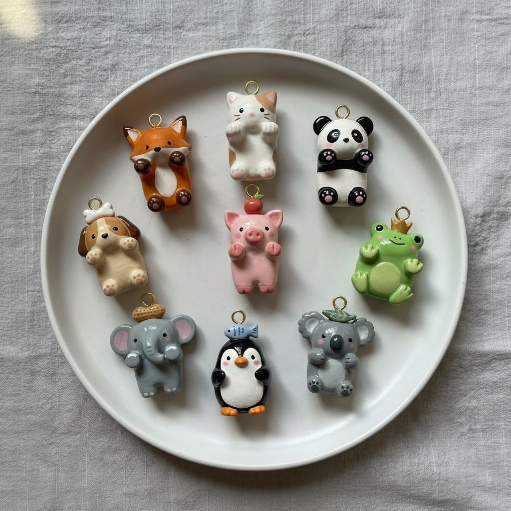 Cute 3D Animal Enamel Charm Pendant | Fox Panda Penguin Koala | DIY Jewelry & Bag Charm Making