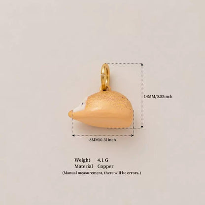 Woodland Tales | Hedgehog Charm | Enamel & Copper | 18K Gold-Plated | DIY Jewelry