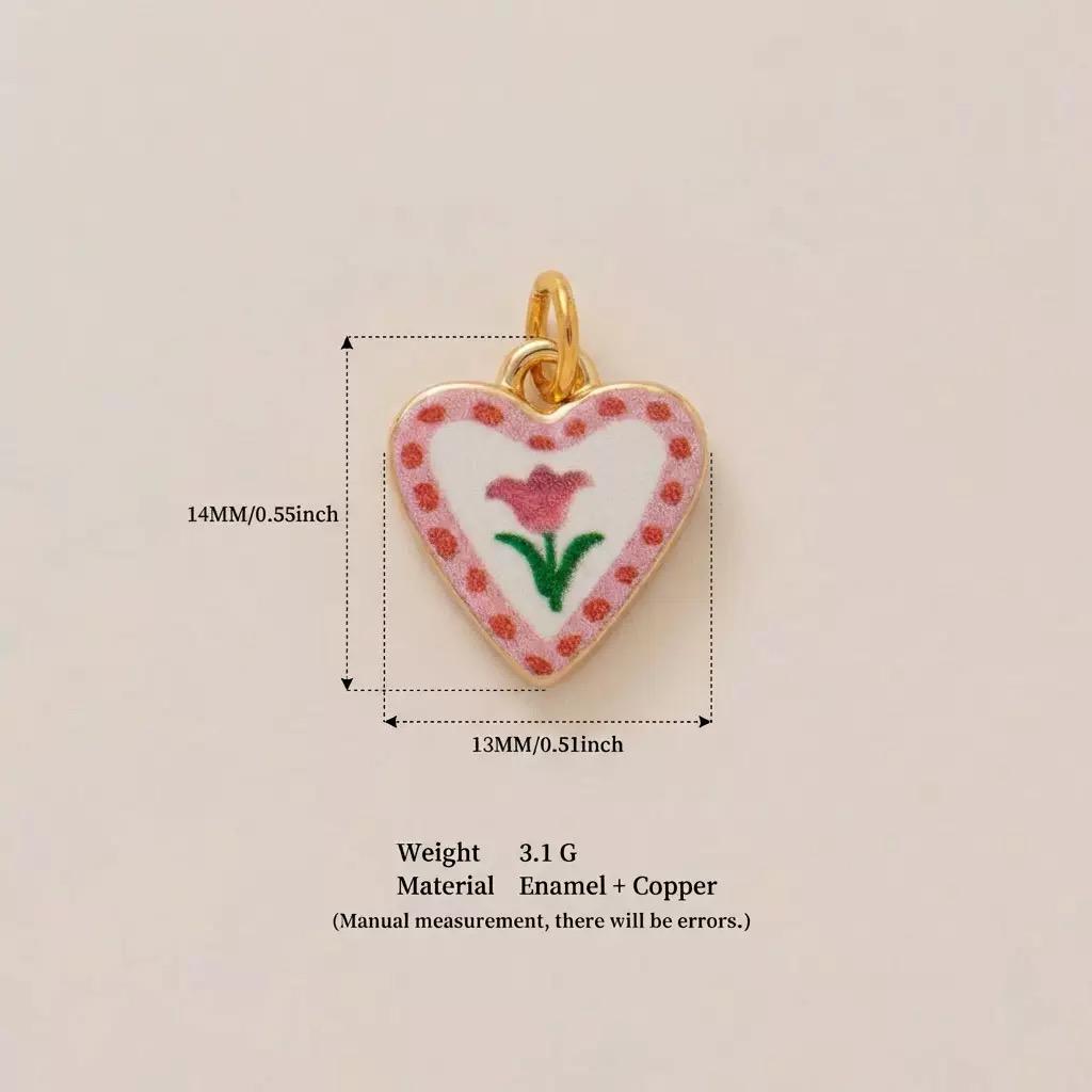 Petal & Paint · Tulipe · Cœur · Pois | Handpainted Polka Dot Tulip Heart Enamel Charm | Interchangeable DIY Charm | Vintage Spring Floral Jewelry | Valentine's Day & BFF Gift