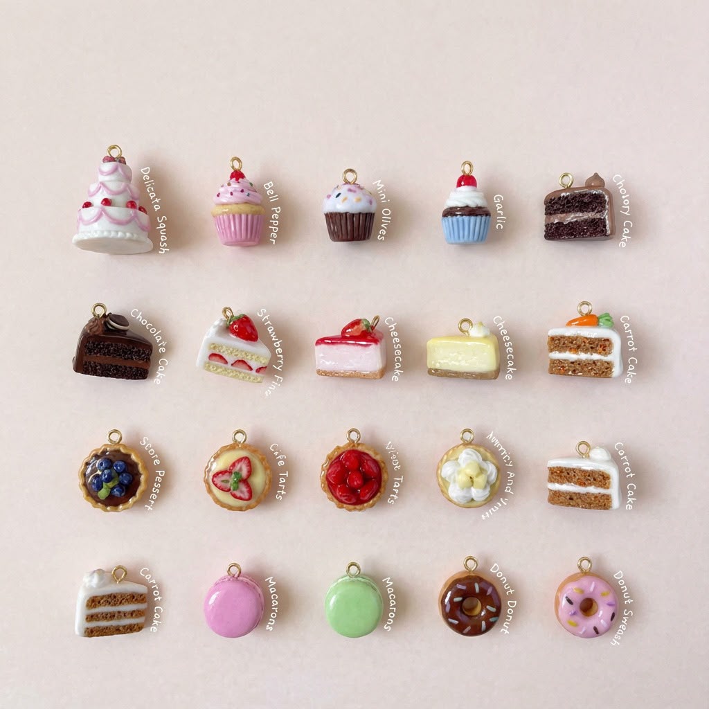 Miniature Dessert Enamel Charms for DIY Jewelry Making | 20 Styles