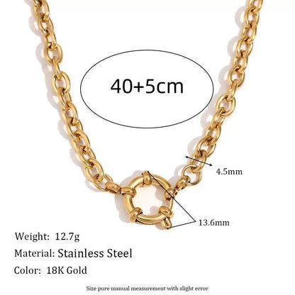 The Thread · Cable | 18K Gold-Plated Chunky Cable Chain Large Round Sailor Clasp Necklace | Interchangeable Charm Necklace | DIY Jewelry