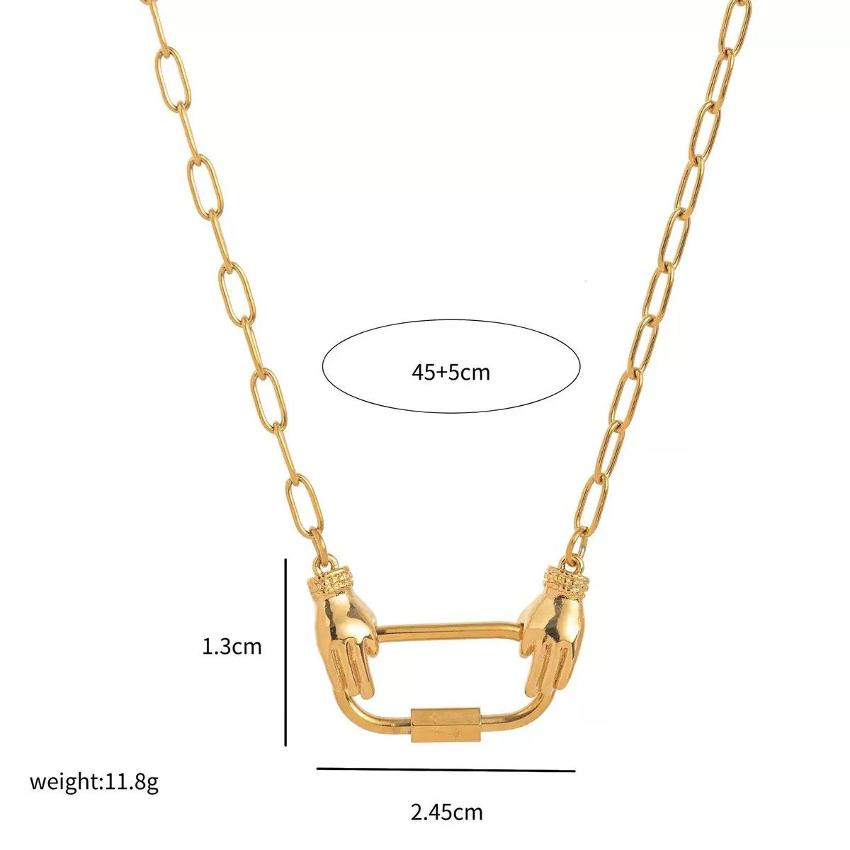 The Thread · Hold | Hands Rectangle Carabiner Clasp Paperclip Chain Necklace | Interchangeable Charm Necklace | DIY Jewelry | Couple & BFF Gift