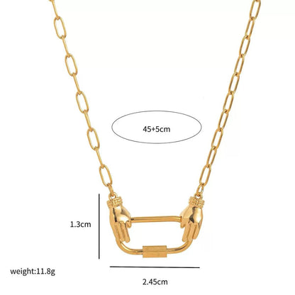 The Thread · Hold | Hands Rectangle Carabiner Clasp Paperclip Chain Necklace | Interchangeable Charm Necklace | DIY Jewelry | Couple & BFF Gift