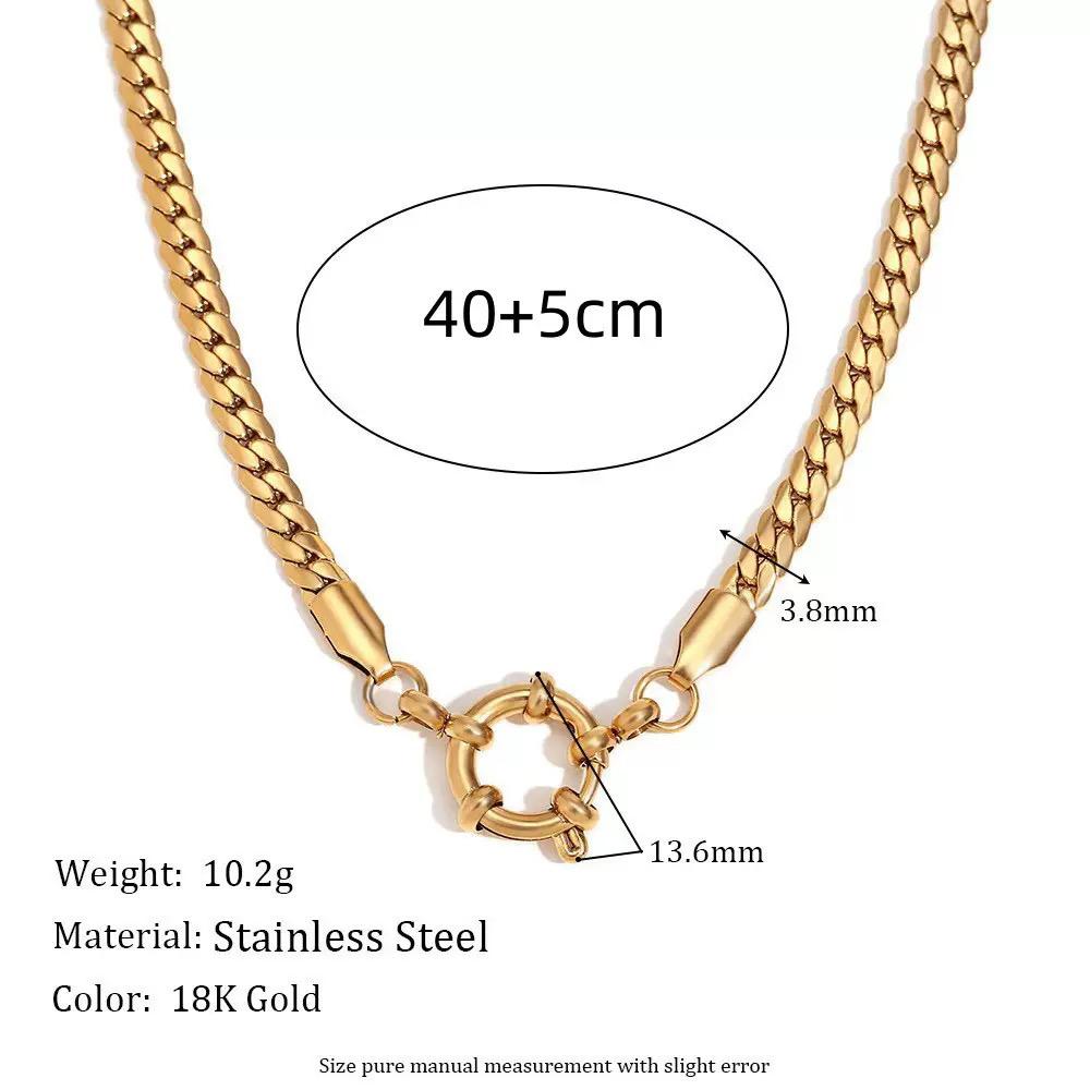The Thread · Cuban | 18K Gold-Plated Cuban Link Chain Large Round Spring Clasp Necklace | Interchangeable Charm Necklace | DIY Jewelry