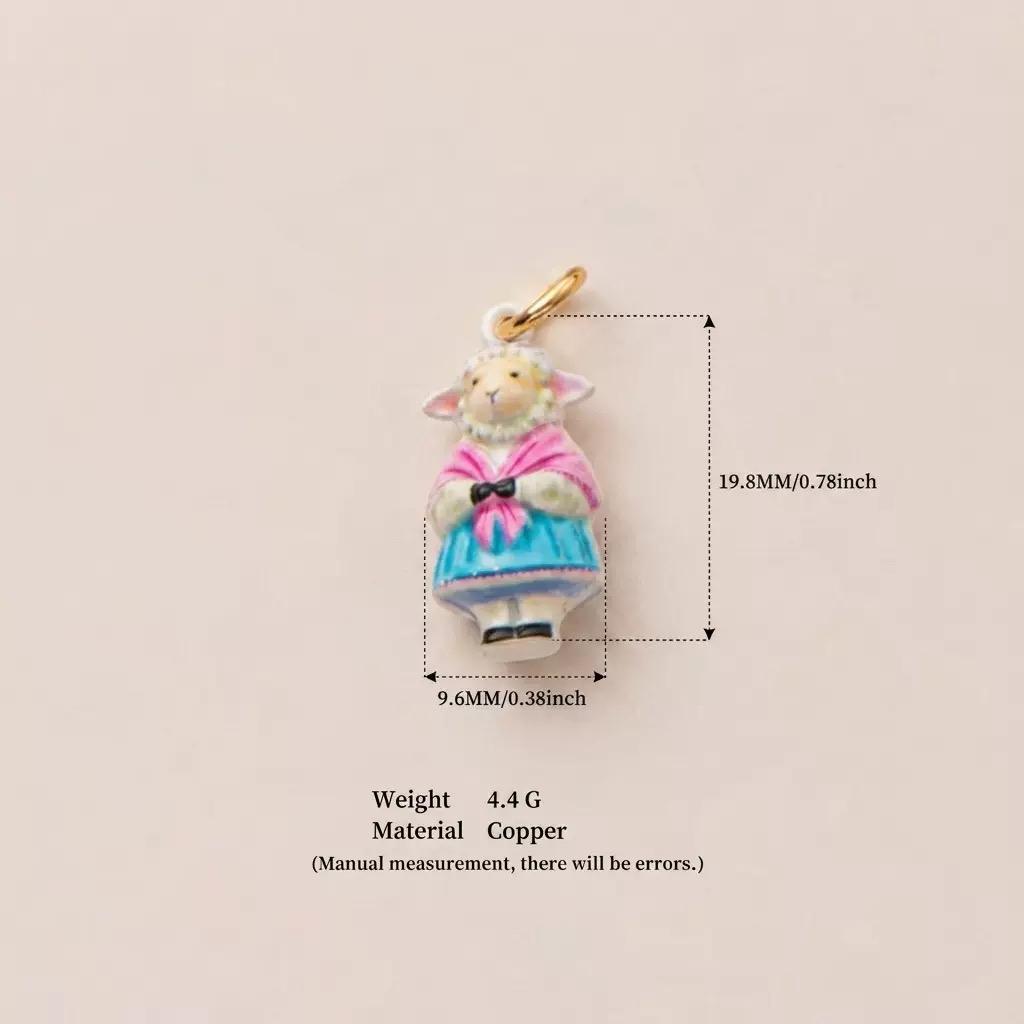 The Town Folk | Miss Sheep Enamel DIY Charm Pendant | Copper Gold Plated