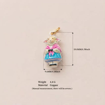 The Town Folk | Miss Sheep Enamel DIY Charm Pendant | Copper Gold Plated