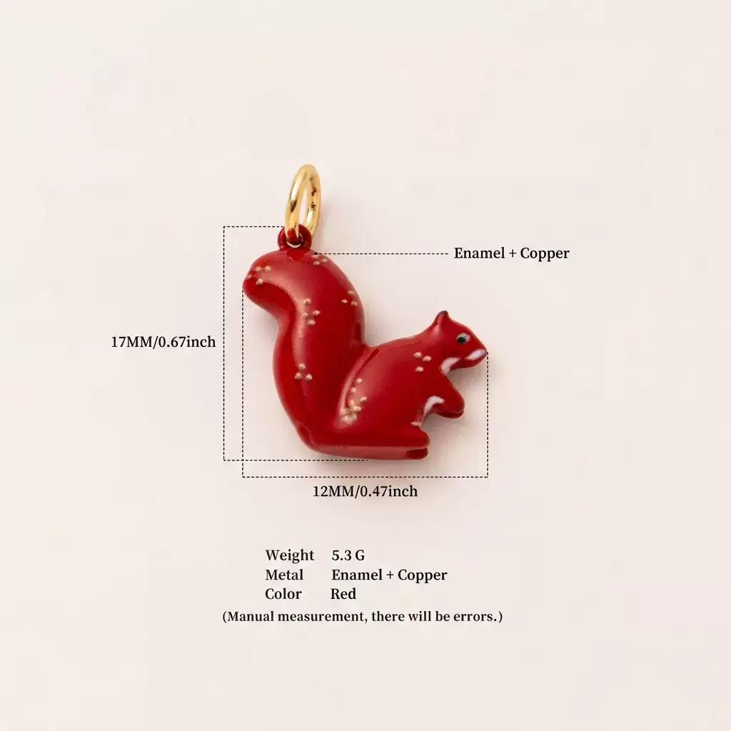Woodland Tales | Red Squirrel Charm | Enamel & Copper | 18K Gold-Plated | DIY Jewelry