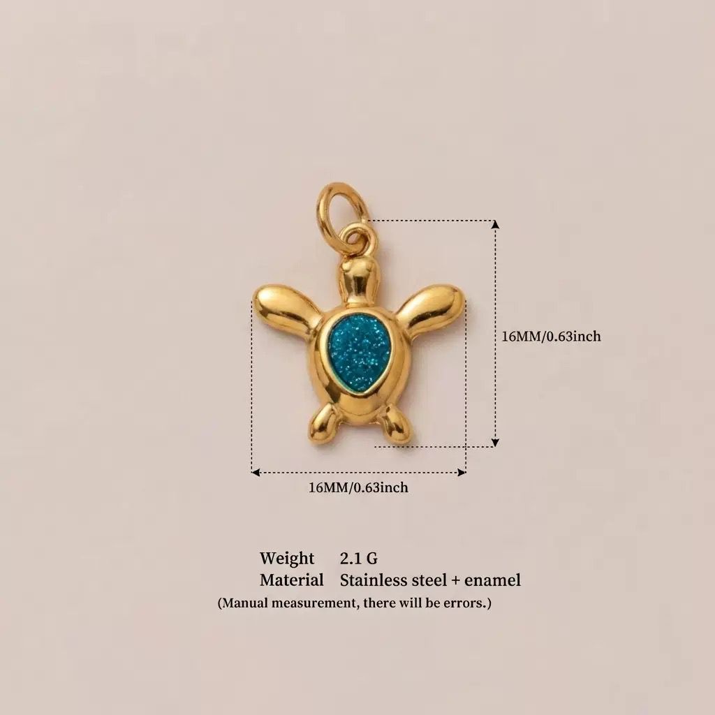Gold Sea Turtle Enamel Charm Pendant | DIY Necklace Bracelet | Ocean Turtle Jewelry Charm