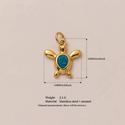 Gold Sea Turtle Enamel Charm Pendant | DIY Necklace Bracelet | Ocean Turtle Jewelry Charm